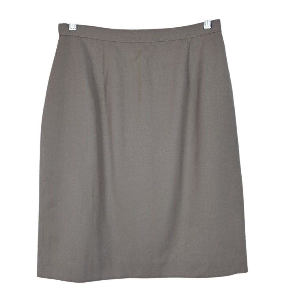 Vtg JH COLLECTIBLES M 100% Wool Knee Length Pencil Skirt Taupe Neutral Office‎